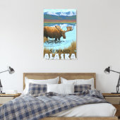 Moose Drink bij Lake - Seward, Alaska Canvas Afdruk (Insitu (Slaapkamer))