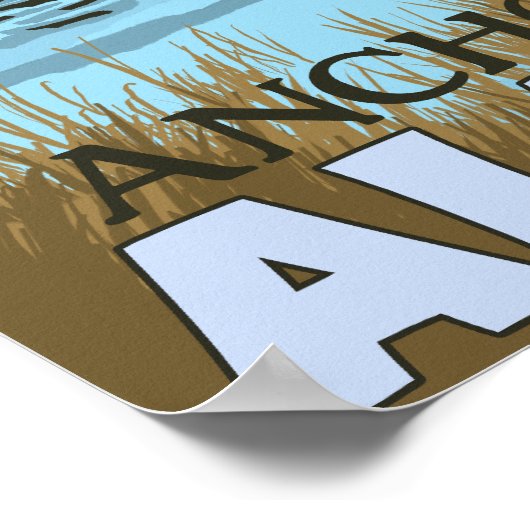 Moose Drink het meer - Anchorage, Alaska Poster (Hoek)