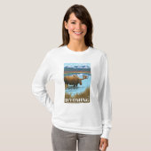 Moose Drink het meer - Wyoming T-shirt (Voorkant volledig)