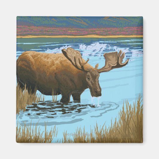 Moose Drink het meer - Yellowstone National Magneet (Voorkant)