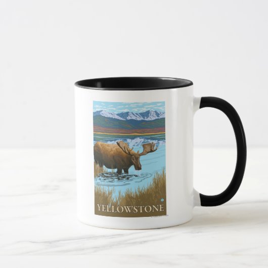Moose Drink het meer - Yellowstone National Mok (Rechts)