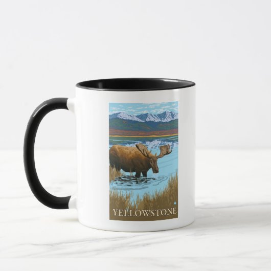 Moose Drink het meer - Yellowstone National Mok (Links)