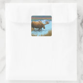 Moose Drink het meer - Yellowstone National Vierkante Sticker (Tas)