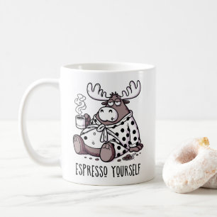Moose Drink koffie in een Polka Dot Robe Koffiemok