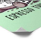 Moose Drink koffie in een Polka Dot Robe Poster (Hoek)