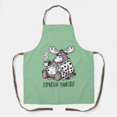 Moose Drink koffie in een Polka Dot Robe Schort (Voorkant)