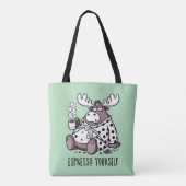 Moose Drink koffie in een Polka Dot Robe Tote Bag (Achterkant)