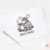 Moose Drink koffie in een Polka Dot Robe Vierkante Sticker (Envelop)