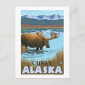 Moose Drink op Lake - Curry, Alaska Briefkaart (Voorkant)