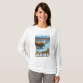 Moose Drink op Lake - Curry, Alaska T-shirt (Voorkant volledig)