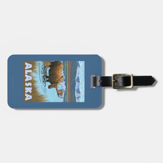 Moose Drink Poster voor watervlekreizen Bagagelabel (Voorkant horizontaal)