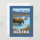 Moose Drink Poster voor watervlekreizen Briefkaart (Voorkant / Achterkant)