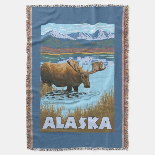 Moose Drink Poster voor watervlekreizen Deken (Voorkant Verticaal)