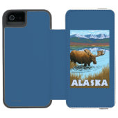 Moose Drink Poster voor watervlekreizen Incipio iPhone Portemonnee Hoesje (Agenda Open)