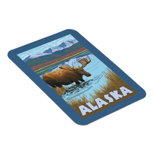 Moose Drink Poster voor watervlekreizen Magneet (Rechterzijde)