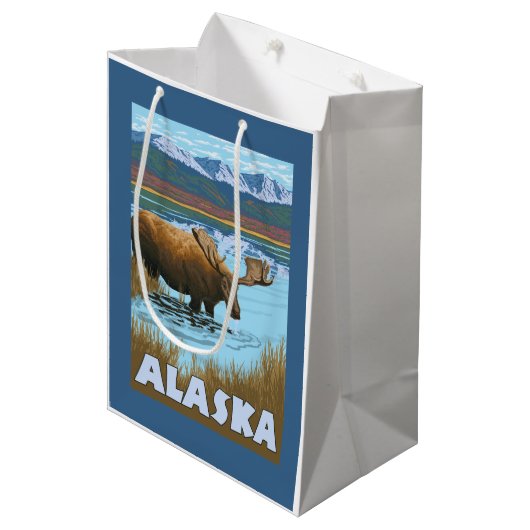 Moose Drink Poster voor watervlekreizen Medium Cadeauzakje (Voorkant Gekanteld)