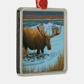 Moose Drink Poster voor watervlekreizen Metalen Ornament (Rechts)