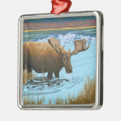 Moose Drink Poster voor watervlekreizen Metalen Ornament (Links)