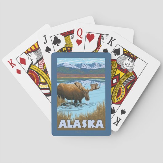 Moose Drink Poster voor watervlekreizen Pokerkaarten (Achterkant)