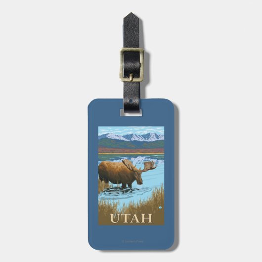 Moose DrinkingUtah Bagagelabel (Voorkant verticaal)