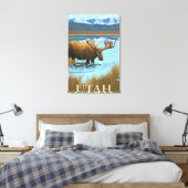 Moose DrinkingUtah Canvas Afdruk (Insitu (Slaapkamer))