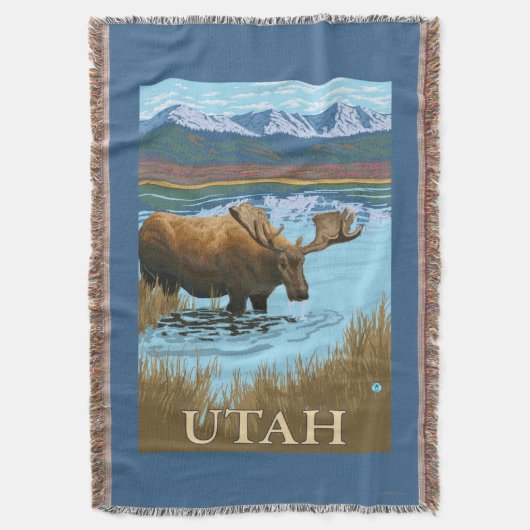 Moose DrinkingUtah Deken (Voorkant Verticaal)