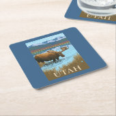 Moose DrinkingUtah Kartonnen Onderzetters (Schuin)
