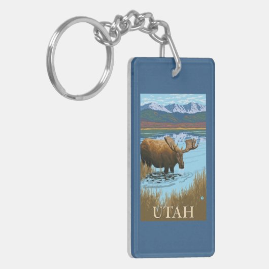 Moose DrinkingUtah Sleutelhanger (Voorkant Links)