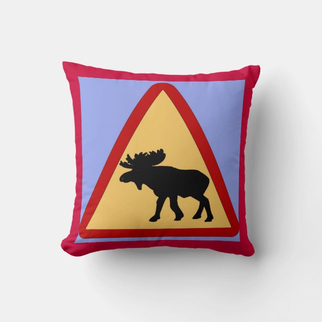Moose (Elk) Road Sign, Duitsers, Europees Kussen (Voorkant)