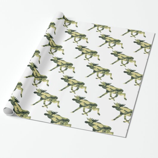 Moose / Elk Woodland Camouflage / Camo Cadeaupapier (Uitgerold)