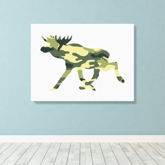 Moose / Elk Woodland Camouflage / Camo Canvas Afdruk (Insitu (Houten vloer))