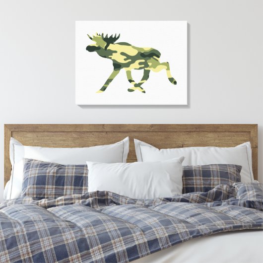 Moose / Elk Woodland Camouflage / Camo Canvas Afdruk (Insitu (Slaapkamer))