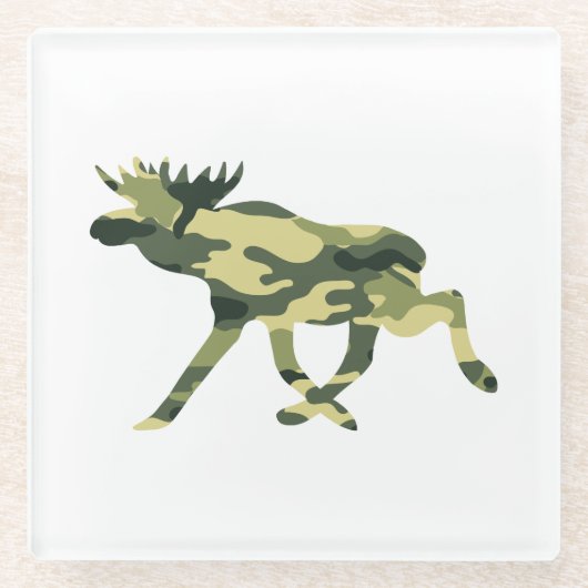 Moose / Elk Woodland Camouflage / Camo Glazen Onderzetter (Voorkant)