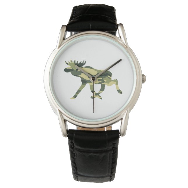 Moose / Elk Woodland Camouflage / Camo Horloge (Voorkant)