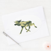 Moose / Elk Woodland Camouflage / Camo Ovale Sticker (Envelop)