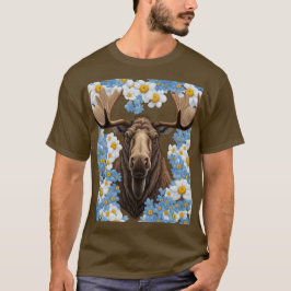 Moose en Alaska vergeet-me-niet bloemen T-shirt