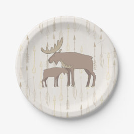 Moose en baby boho Paper Borden Papieren Bordje