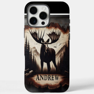 Moose en bergen houten teken iPhone 16 pro max hoesje