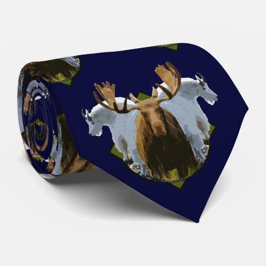 Moose en berggeiten stropdas (Opgerold)