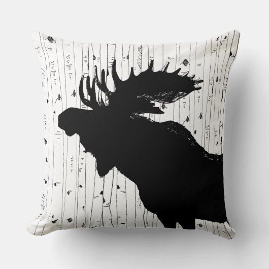 Moose en Birch Tree Pillow Kussen (Voorkant)