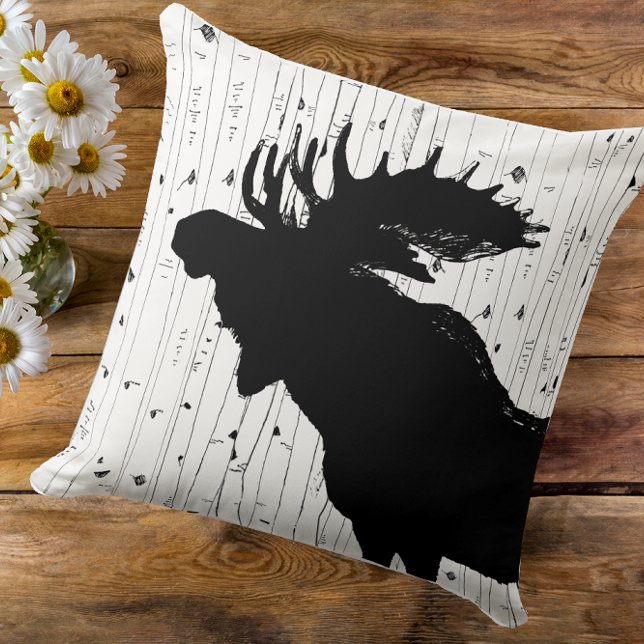 Moose en Birch Tree Pillow Kussen (Creator heeft geüpload)
