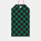 Moose en Buffalo Groen Plaid Patroon Kerstmis Cadeaulabel (Achterkant)
