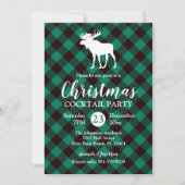 Moose en Buffalo Groen Plaid Patroon Kerstmis Kaart (Voorkant)