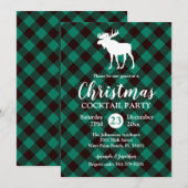 Moose en Buffalo Groen Plaid Patroon Kerstmis Kaart (Voorkant / Achterkant)
