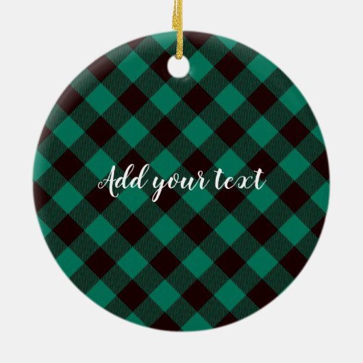 Moose en Buffalo Groen Plaid Patroon Kerstmis Keramisch Ornament (Achterkant)