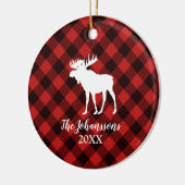 Moose en Buffalo Red en Black Plays Kerstmis Keramisch Ornament (Links)