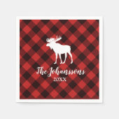 Moose en Buffalo Red en Black Plays Kerstmis Servetten (Voorkant)