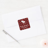 Moose en Buffalo Red en Black Plays Kerstmis Vierkante Sticker (Envelop)