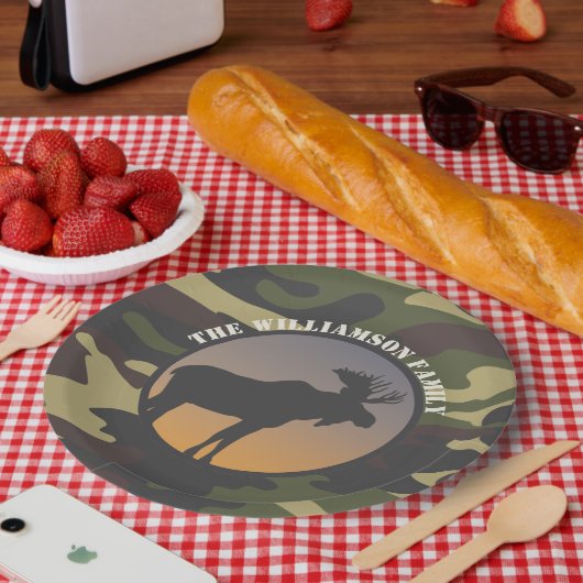 Moose en Camo Papieren Bordje (Picknick)