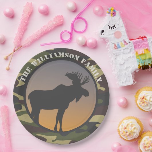 Moose en Camo Papieren Bordje (Feest)